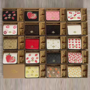 Designer Mini Crossbody Wallet Set With Chain Cherry