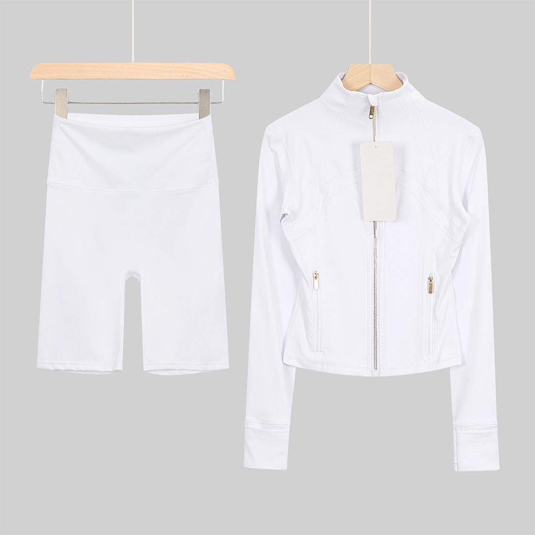 Wholesale Women's Yoga Jacket Zipper Gym Clothes Set with Polyester Floral Jacket and Pants - Image 4