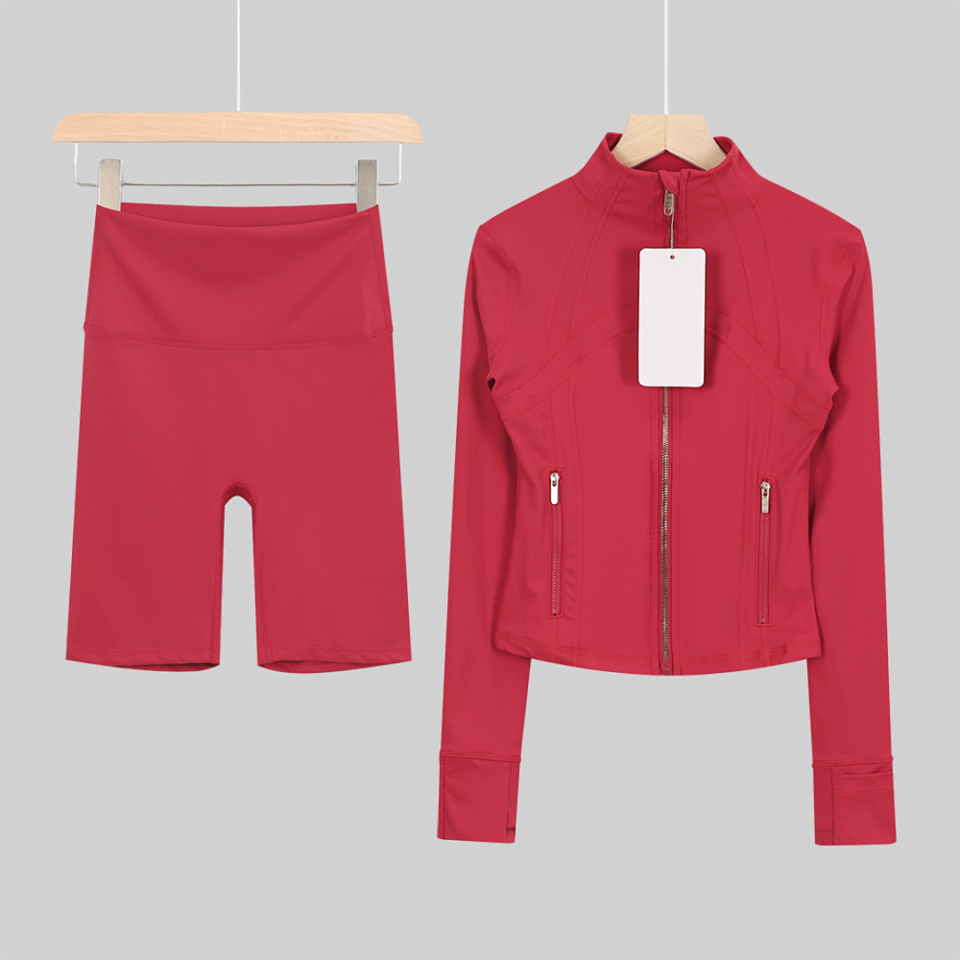 Wholesale Women's Yoga Jacket Zipper Gym Clothes Set with Polyester Floral Jacket and Pants - Image 5