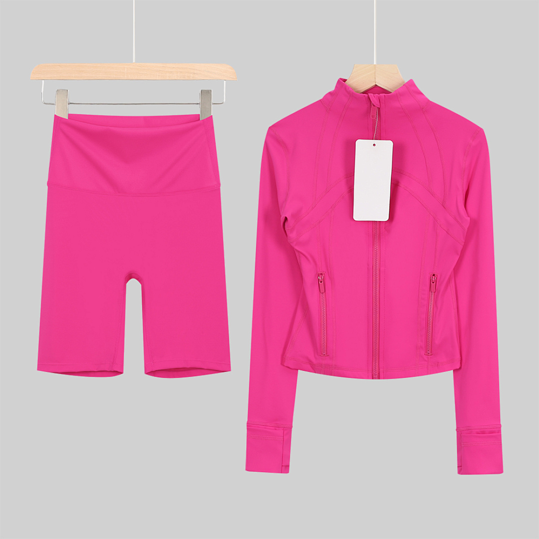Wholesale Women's Yoga Jacket Zipper Gym Clothes Set with Polyester Floral Jacket and Pants - Image 6