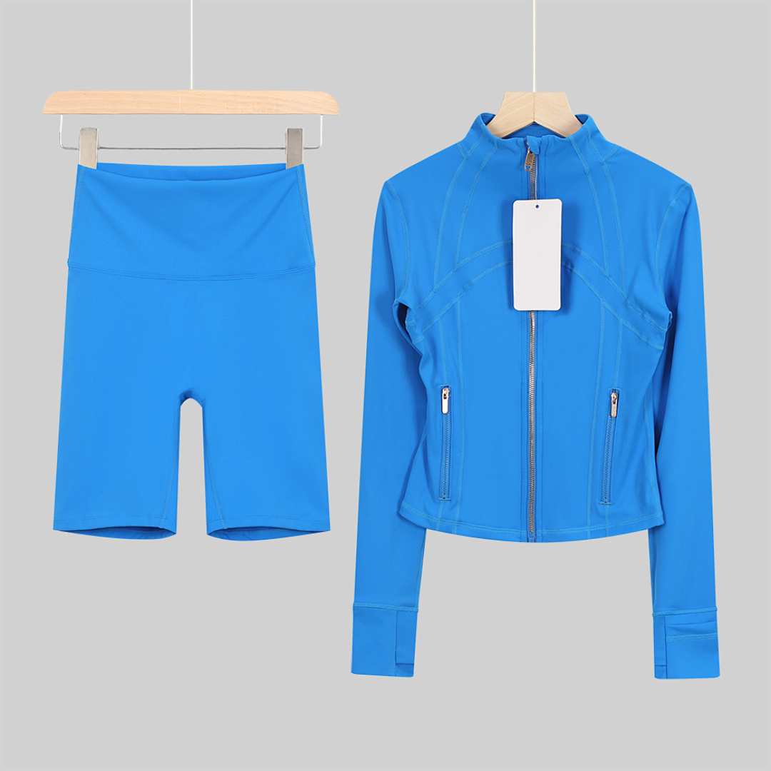 Wholesale Women's Yoga Jacket Zipper Gym Clothes Set with Polyester Floral Jacket and Pants - Image 7
