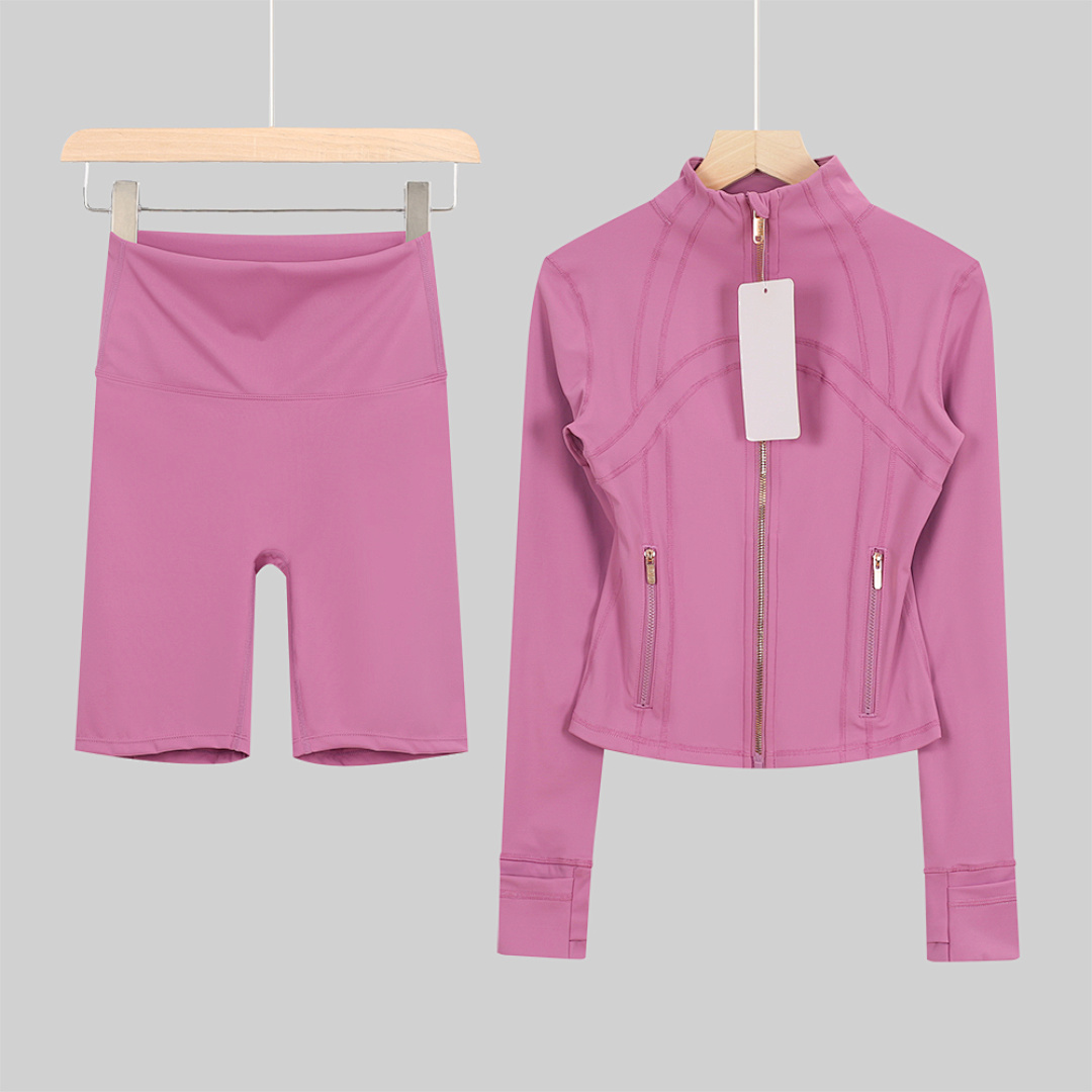 Wholesale Women's Yoga Jacket Zipper Gym Clothes Set with Polyester Floral Jacket and Pants - Image 8