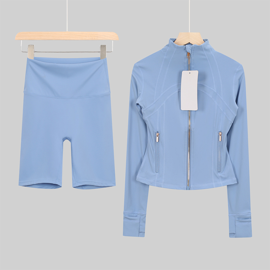 Wholesale Women's Yoga Jacket Zipper Gym Clothes Set with Polyester Floral Jacket and Pants - Image 9
